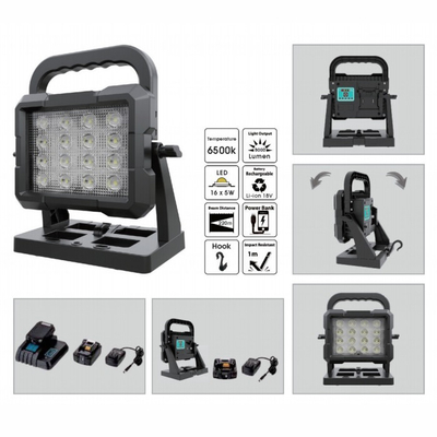 Stylo monté 80W rechargeable haute luminosité LED lumière de travail avec batterie d'outil électrique 18V